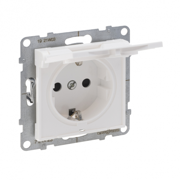 GNIAZDO SCHUKO 2P+Z - 16 A - 250 V~ - Z PRZESŁONĄ IP 21 - ZACISKI AUTOMATYCZNE BIAŁY SUNO - 721127 - LEGRAND