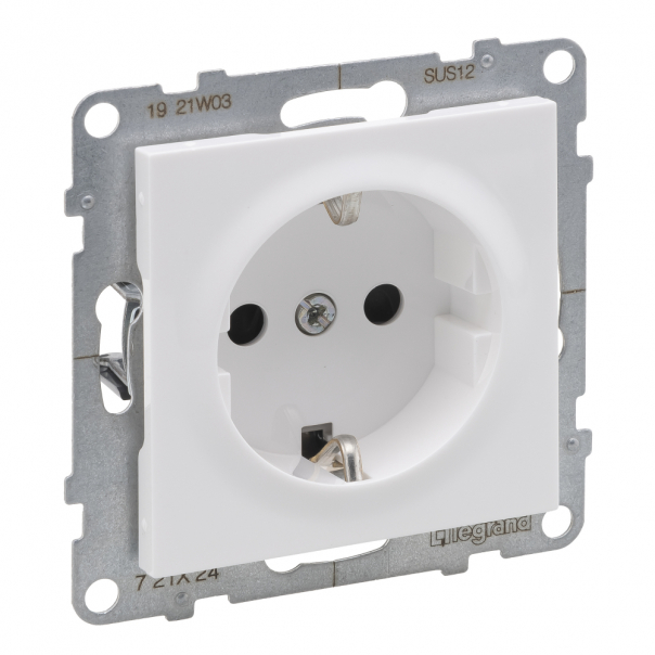 GNIAZDO POJEDYNCZE SCHUKO 2P+Z Z PRZESŁONAMI 16 A 250V ZACISKI ŚRUBOWE BIAŁY SUNO - 721124 - LEGRAND