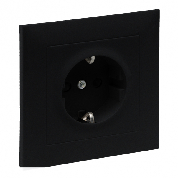 GNIAZDO SCHUKO 2P+Z - 16 A - 250 V~ - Z PRZESŁONĄ - KOMPLETNE - ZACISKI ŚRUBOWE  CZARNY  SUNO - 721428 - LEGRAND