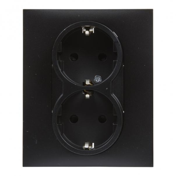 GNIAZDO SCHUKO 2X2P+Z Z PRZESŁONĄ - ZACISKI AUTOMATYCZNE (MONOBLOK) CZARNY  SUNO - 721426 - LEGRAND