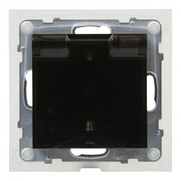 GNIAZDO POJEDYNCZE SCHUKO 2P+Z 16 A 250V Z KLAPKĄ IP44 ZACISKI AUTOMATYCZNE CZARNY  SUNO - 721423 - LEGRAND