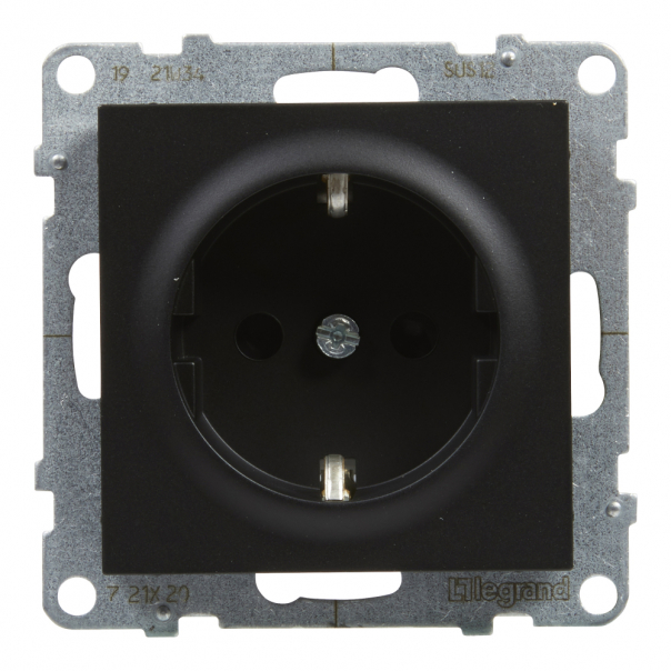 GNIAZDO POJEDYNCZE SCHUKO 2P+Z 16 A 250V Z PRZEŁONĄ  ZACISKI AUTOMATYCZNE CZARNY SUNO - 721420 - LEGRAND