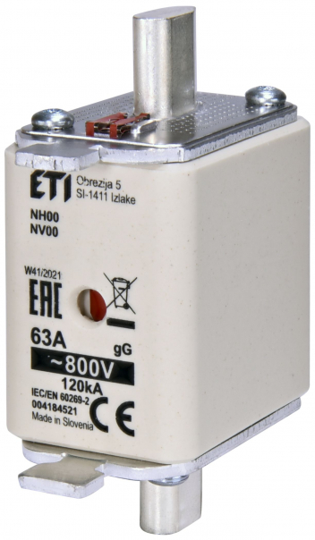 WKŁADKA TOPIKOWA NH - ZWŁOCZNA / KOMBI NH00 GG 6A/800V - 004184512 - ETI