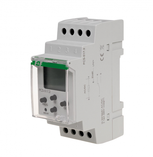 Przekaźnik czasowy 18-funkcyjny, LCD, styk: 1NO/NC, U=24-264V - PCS-517 - F&F
