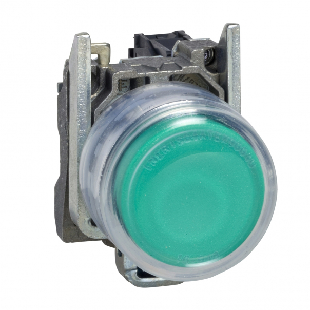 Harmony XB4 Przycisk okapturzony zielony bez oznaczenia LED 22 24V metalowy - XB4BP383B5EX - SCHNEIDER ELECTRIC