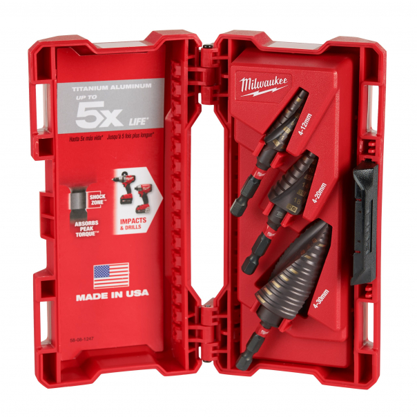 ZESTAW WIERTEŁ STOPNIOWYCH UDAROWYCH MILWAUKEE SHOCKWAVE 3 SZT. - 48899266 - MILWAUKEE