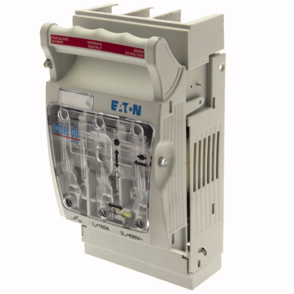 ROZŁĄCZNIK BEZPIECZNIKOWY POZIOMY, 160 A, AC 690 V, NH00, AC23B, 3P, IEC, MONTAŻ ŚRUBOWY (M8) - EBH00O3TM8 - EATON