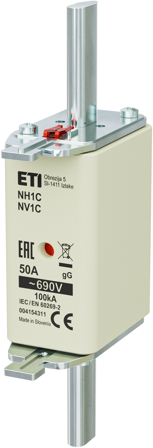 WKŁADKA TOPIKOWA NH - ZWŁOCZNA / KOMBI NH1C GG 50A/690V - 004184311 - ETI