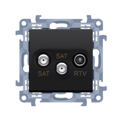 Gniazdo antenowe satelitarne podwójne SAT -SAT -RTV (moduł), 1x wejście: 5 MHz-2,4 GHz; czarny mat - CASK2.01/49 - KONTAKT SIMON
