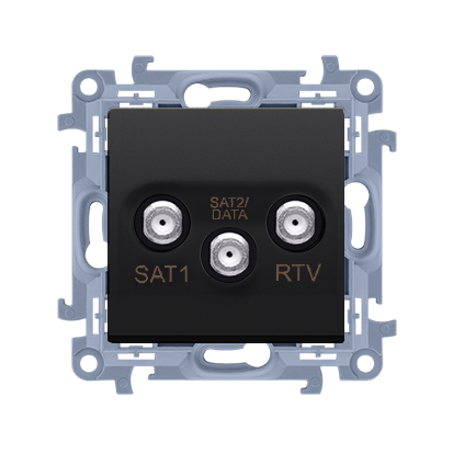 Gniazdo antenowe satelitarne podwójne SAT-SAT-RTV (moduł), 1x wejście: 5 MHz-2,4 GHz; czarny mat - CASK2F.01/49 - KONTAKT SIMON