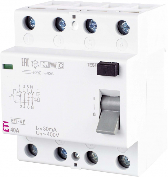 WYŁĄCZNIK RÓŻNICOWOPRĄDOWY TYP F EFI-4 F 40/0.03 - 002062529 - ETI