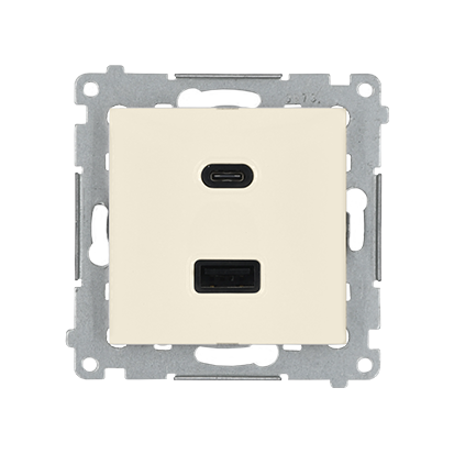 Ładowarka 2xUSB C+A  (moduł), 3.1 A, 5V DC, 230V; krem - DEC2CA.01/41 - KONTAKT SIMON