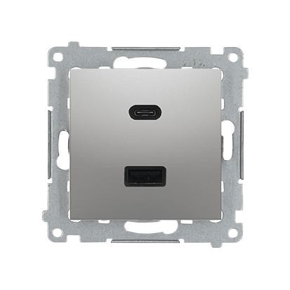 Ładowarka 2xUSB C+A  (moduł), 3.1 A, 5V DC, 230V; srebrny mat - DEC2CA.01/43 - KONTAKT SIMON