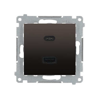 Ładowarka 2xUSB C+A  (moduł), 3.1 A, 5V DC, 230V; brąz mat - DEC2CA.01/46 - KONTAKT SIMON