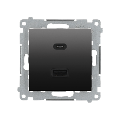Ładowarka 2xUSB C+A  (moduł), 3.1 A, 5V DC, 230V; antracyt - DEC2CA.01/48 - KONTAKT SIMON