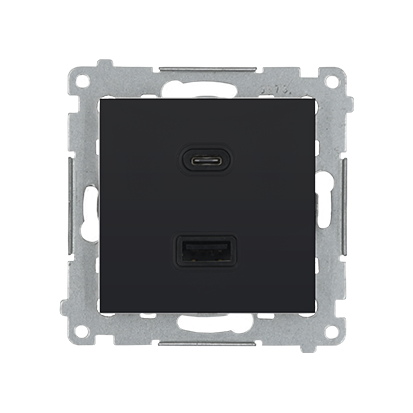 Ładowarka 2xUSB C+A  (moduł), 3.1 A, 5V DC, 230V; czarny - DEC2CA.01/49 - KONTAKT SIMON