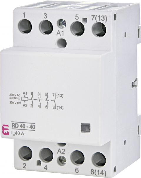 STYCZNIK MODUŁOWY 40A 4 STYKI ZWIERNE (3 MOD. 4 BIEG.) RD 40-40-230V AC/DC - 002464018 - ETI