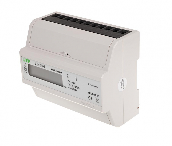 Licznik energii elektrycznej - trójfazowy, pomiar w ukł. Arona LCD, kl.1, 3x230,400V, 3x10(100A) - LE-05D - F&F
