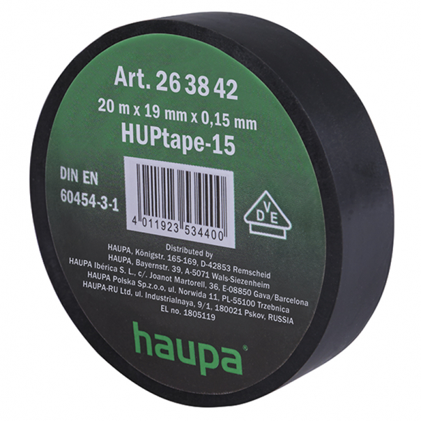 TAŚMA IZOLACYJNA VDE 19 MM X 20 M CZARNA 8 SZT. - 263842 - HAUPA