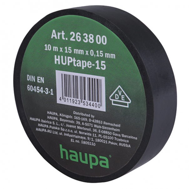 TAŚMA IZOLACYJNA VDE 15 MM X 10 M CZARNA 10 SZT. - 263800 - HAUPA