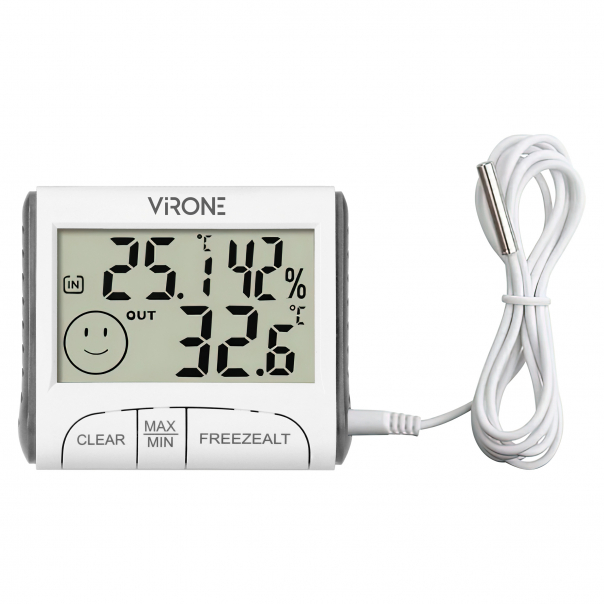 Przewodowa stacja pogodowa z pomiarem temperatury zewnętrznej i wewnętrznej oraz wilgotności, biała - WS-4 - ORNO