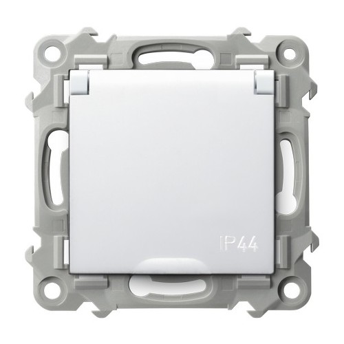 GNIAZDO POJEDYNCZE Z UZIEMIENIEM 2P+Z BRYZGOSZCZELNE IP44 16A 250V ZACISKI ŚRUBOWE BIAŁY SZAFIR - GPH-1ZZ/m/00/w - OSPEL