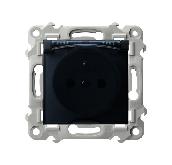 GNIAZDO BRYZGOSZCZELNE Z UZIEMIENIEM IP44 WIECZKO PRZEZROCZYSTE CZARNY METALIK SZAFIR - GPH-1ZZ/m/33/d - OSPEL