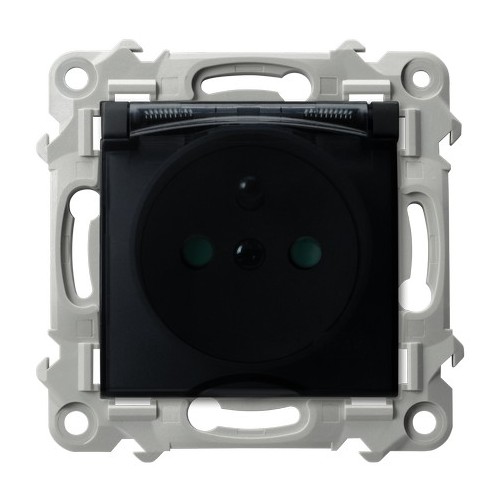 GNIAZDO BRYZGOSZCZELNE Z UZIEMIENEM IP44 Z PRZESŁONAMI TORÓW WIECZKO PRZEZROCZYTE CZARNY METALIK SZAFIR - GPH-1ZZP/m/33/d - OSPEL