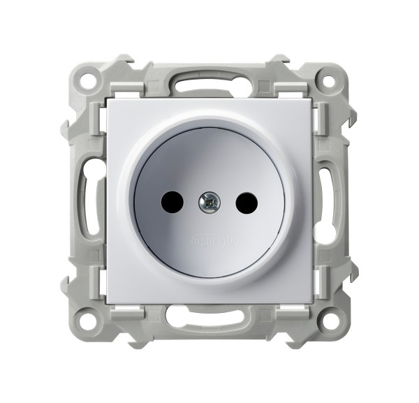 GNIAZDO POJEDYNCZE 2P 16A 250V ZACISKI ŚRUBOWE BIAŁY SZAFIR - GP-1Z/m/00 - OSPEL