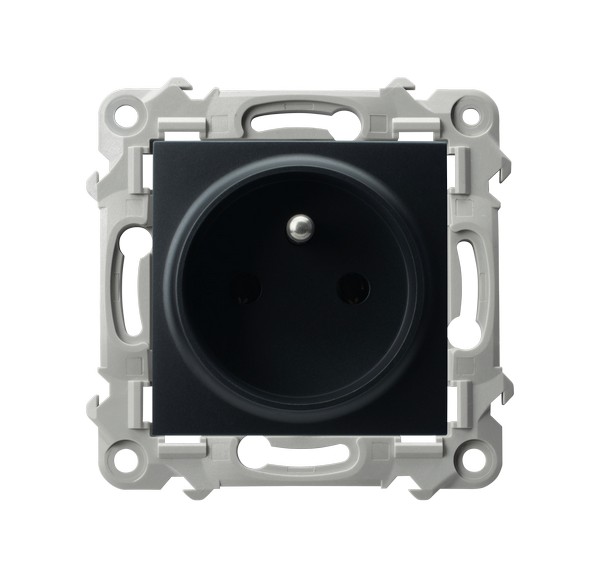 GNIAZDO POJEDYNCZE Z UZIEMIENIEM 2P+Z CZARNY METALIK SZAFIR - GP-1ZZ/m/33 - OSPEL