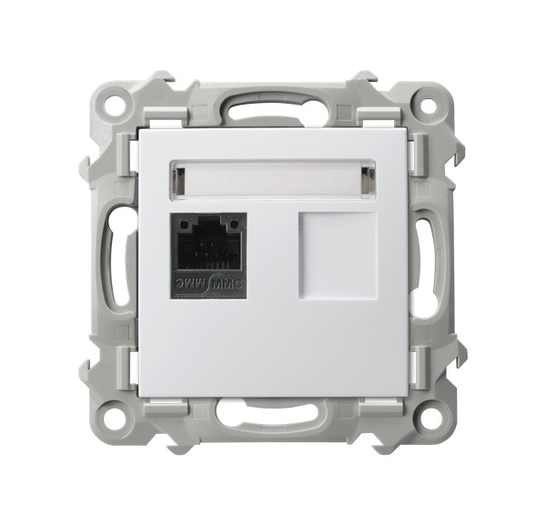 GNIAZDO KOMPUTEROWE POJEDYNCZE RJ45 KAT.5E BIAŁY SZAFIR - GPK-1Z/K/m/00 - OSPEL