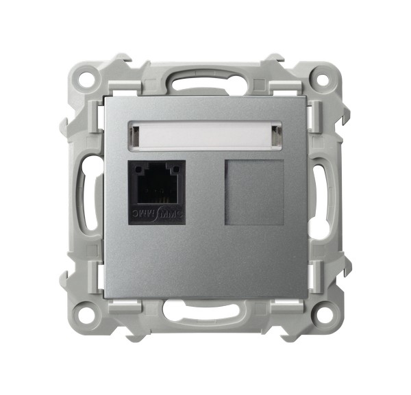 Gniazdo telefoniczne pojedyncze - SREBRO SZAFIR - GPT-1Z/m/18 - OSPEL