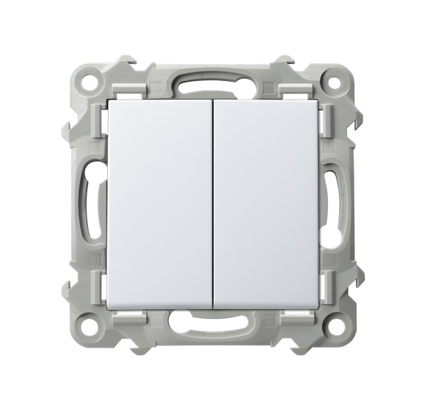 ŁĄCZNIK SCHODOWY PODWÓJNY 10AX 250V ZACISKI AUTOMATYCZNE BIAŁY SZAFIR - ŁP-10Z/m/00 - OSPEL