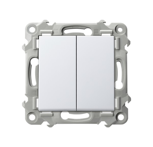 ŁĄCZNIK PODWÓJNY ŚWIECZNIKOWY 10AX 250V ZACISKI AUTOMATYCZNE BIAŁY SZAFIR - ŁP-2Z/m/00 - OSPEL