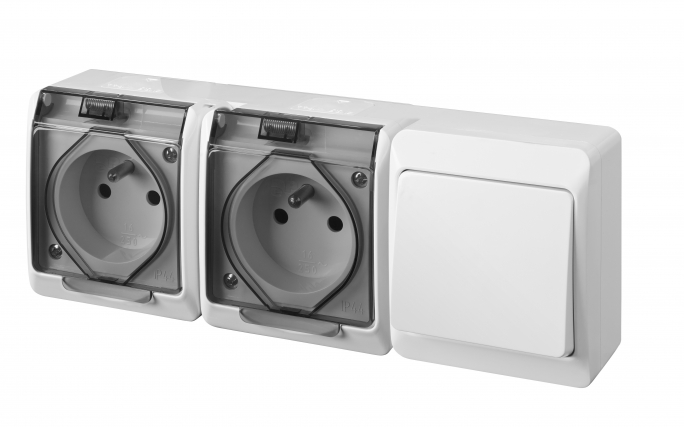 GNIAZDO N/T PODWÓJNE Z UZIEMIENIEM D+ ŁNT 1-BIEGUN B - 0327-21 - ELEKTRO-PLAST NASIELSK