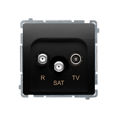 Gniazdo antenowe R-TV-SAT końcowe (moduł). 1x wejście: 5 MHz&ndash;2,4 GHz; czarny   *Może być użyte jako gn.zakończ. do gn.przelot. R-TV-SAT - BMZAR-SAT1.3/1.01/49 - KONTAKT SIMON