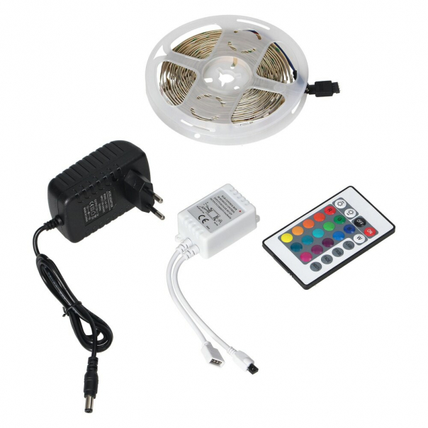 Zestaw taśma LED 12V 5050 100 30L 7.2W/m IP20 RGB 5m +Sterownik RGB +Zasilacz 12V - LD-8/5M/RGB/SET - ORNO