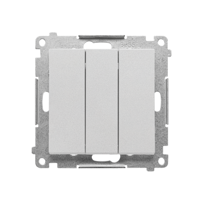Przycisk potrójny (moduł) 10 AX, 250 V~, szybkozłącza; Aluminium mat Simon 55 - TP31.01/143 - KONTAKT SIMON