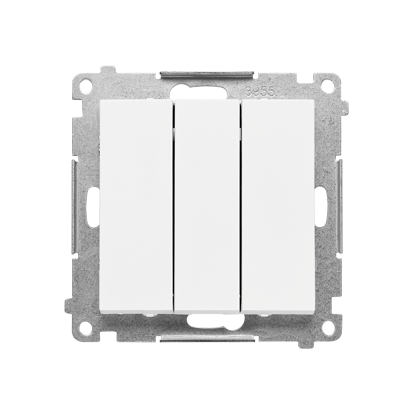 Przycisk potrójny z podświetleniem LED (moduł) 10 AX, 250 V~, szybkozłącza; Biały mat Simon 55 - TP31L.01/111 - KONTAKT SIMON
