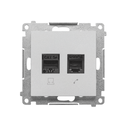 Gniazdo komputerowe RJ45 kategoria 5e + telefoniczne RJ12 (moduł); Aluminium mat Simon 55 - T5F.01/143 - KONTAKT SIMON