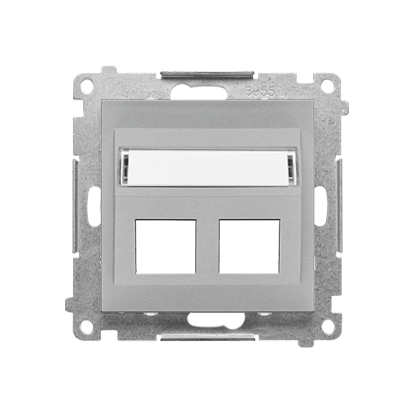 Pokrywa gniazd teleinformatycznych na Keystone skośna podwójna z polem opisowym (moduł); Aluminium mat Simon 55 - TKP2S.01/143 - KONTAKT SIMON