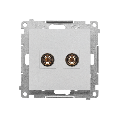 Gniazdo głośnikowe pojedyncze (moduł). Przekrój przewodów dla wyjścia do 6 mm2; Aluminium mat Simon 55 - TGL.01/143 - KONTAKT SIMON