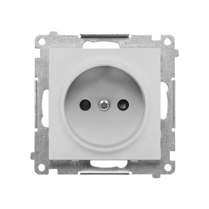 Gniazdko wtyczkowe bez uziemienia z przesłonami (moduł) 16 A, 250 V~, szybkozłącza; Aluminium mat Simon 55 - TG1CZ.01/143 - KONTAKT SIMON