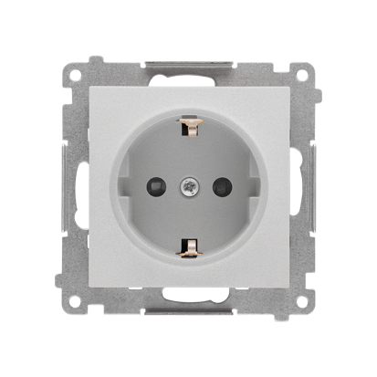 Gniazdo Schuko z przesłonami (moduł) 16 A, 250 V~, szybkozłącza; Aluminium mat Simon 55 - TGSZ1CZ.01/143 - KONTAKT SIMON