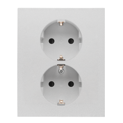 Gniazdo Schuko z przesłonami podwójne 16 A, 250 V~, zaciski śrubowe; Aluminium mat Simon 55 - TGSZ2PZFAR/143 - KONTAKT SIMON