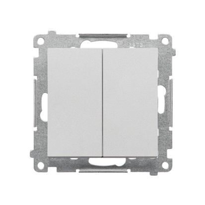 Łącznik jednobiegunowy + przycisk zwierny – 2 klawisze (moduł) 16 AX, 250 V~, zaciski gwintowe; Aluminium mat Simon 55 - TW1P1A.01/143 - KONTAKT SIMON