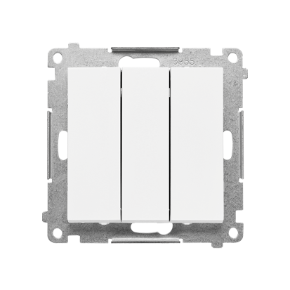 Łącznik potrójny z podświetleniem LED (moduł) 10 AX, 250 V~, szybkozłącza; Biały mat Simon 55 - TW31L.01/111 - KONTAKT SIMON