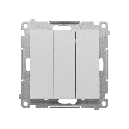 Łącznik potrójny z podświetleniem LED (moduł) 10 AX, 250 V~, szybkozłącza; Aluminium mat Simon 55 - TW31L.01/143 - KONTAKT SIMON