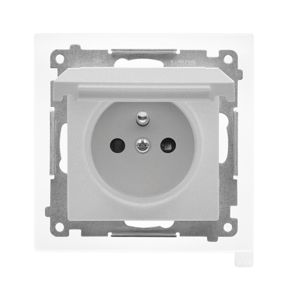 Gniazdo wtyczkowe do wersji IP44 z uszczelką (moduł) 16 A, 250 V~, szybkozłącza. Klapka w kolorze pokrywy; Aluminium mat Simon 55 - TGZ1BCZ.01/143 - KONTAKT SIMON