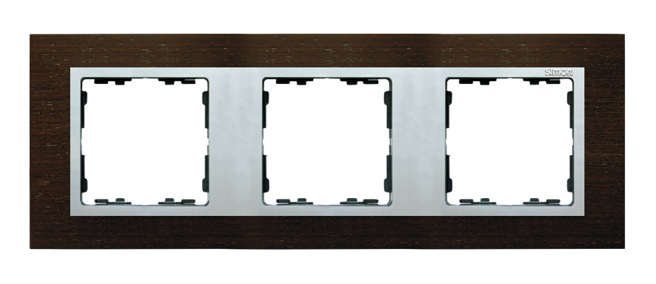 Ramka 3-krotna Nature-drewno, Wenge / pierścień aluminium mat - 82937-65 - KONTAKT SIMON